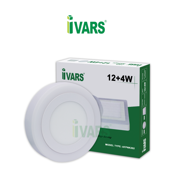 Đèn LED panel IVARS ốp nổi - 2 màu ánh sáng trắng và vàng - (12+4)W