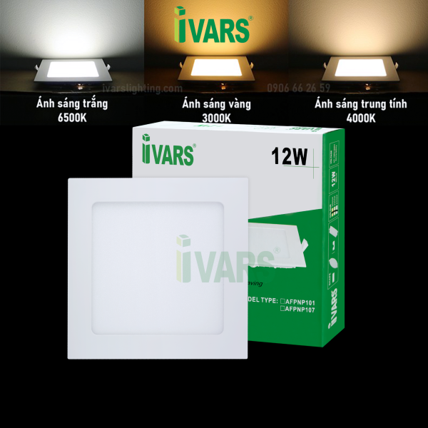 Đèn LED slim panel IVARS âm trần - đổi màu ánh sáng tùy chọn - 12W