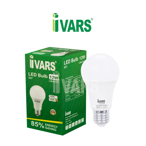 Đèn LED bulb IVARS kiểu tròn chuôi E27 - 12W