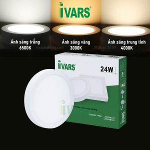 Đèn LED panel IVARS ốp nổi - đổi màu ánh sáng tùy chọn - 24W