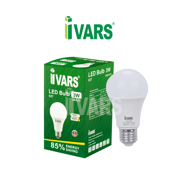 Đèn LED bulb IVARS kiểu tròn chuôi E27 - 3W