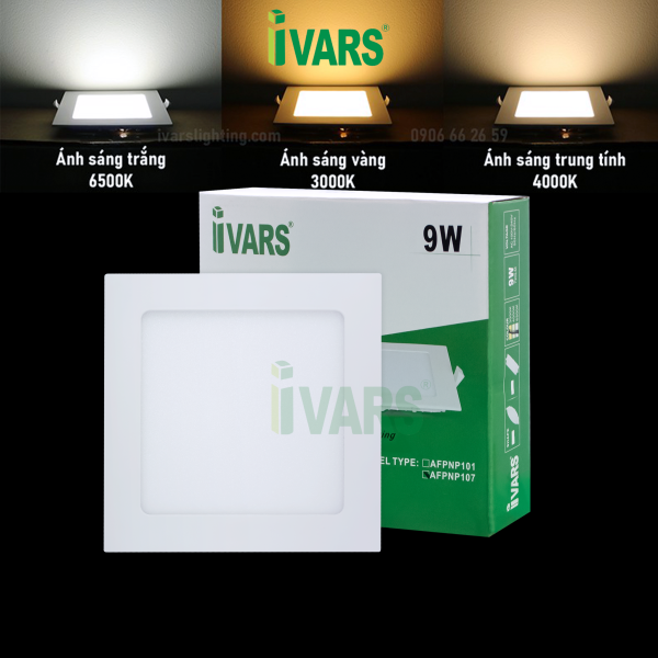 Đèn LED slim panel IVARS âm trần - đổi màu ánh sáng tùy chọn - 9W